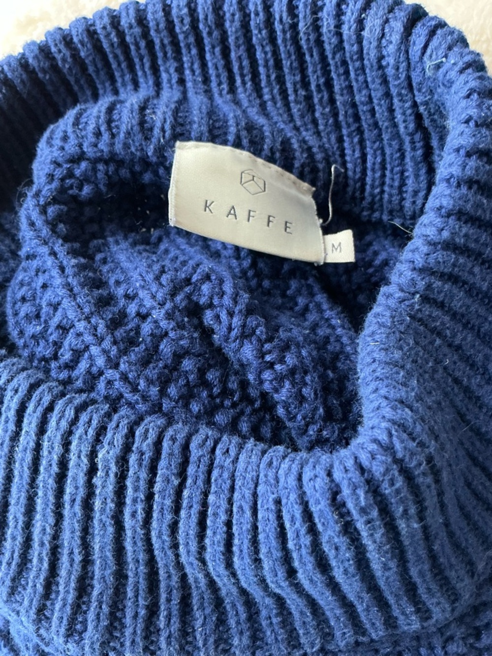 Kaffe Chunky Rib Knit Sweater Blue Crewneck Cozy Pullover M